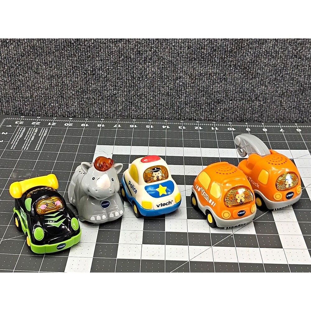 VTech Toy Vehicles Lot 5: Police Car, Van, Tow Truck, Race Car, Rhino